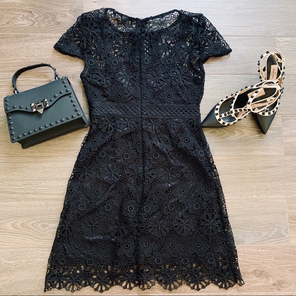 (Sz S) Zara Basic Black Lace Dress - Picture 2 of 6